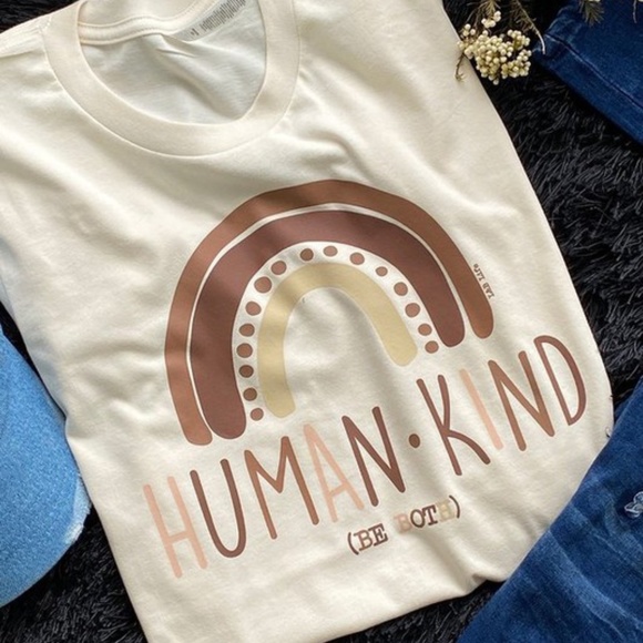 Tops - Rainbow Human Kind  Graphic tee - Cream